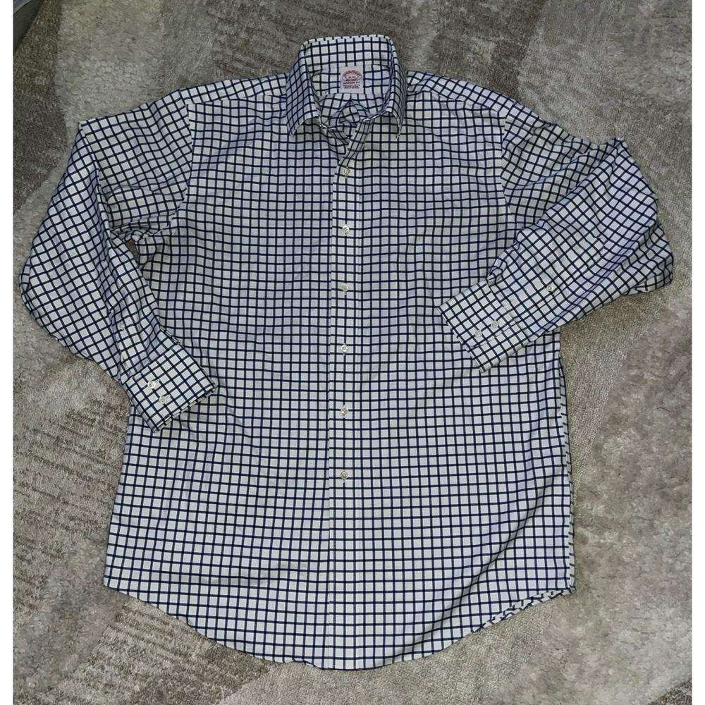 Brooks Brothers Men's Non-Iron Stretch Twill Patterned Button-Down Collar navy